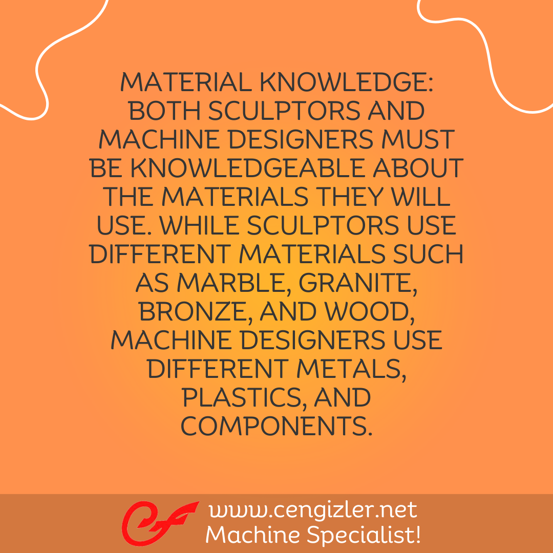 5 Material knowledge. Both sculptors and machine designers must be knowledgeable about the materials they will use